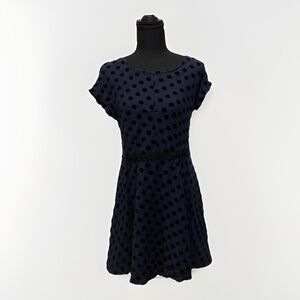 Marc by Marc Jacobs Navy Polka-Dot Fit & Flare Dress Size L - Vintage Flair